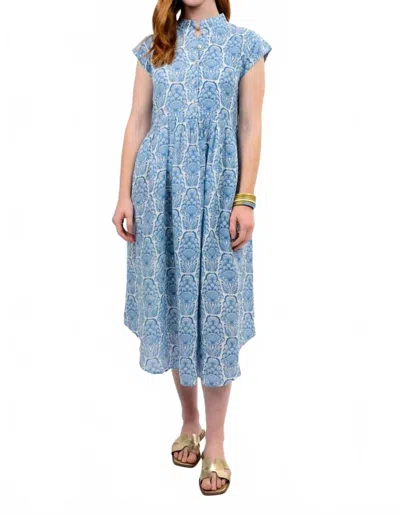 Ivy Jane Linen Short Sleeves Dress In Blue
