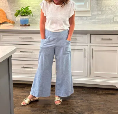 Ivy Jane Linen Slouch Pant In Chambray In Multi
