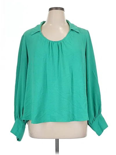 Pre-owned Ivy Jane Long Sleeve Blouse In Green