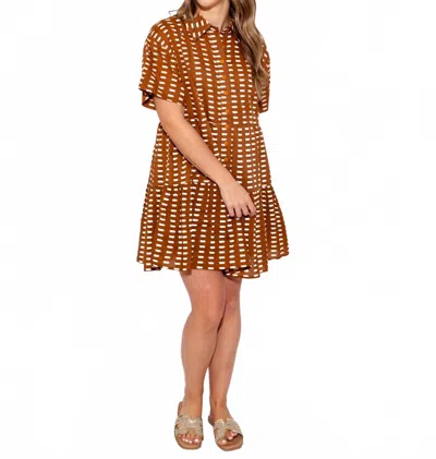 Ivy Jane Long-sleeve Button-up Romper In Coffee Brown In Pink