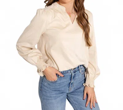 Ivy Jane Long Sleeve Suede Top In Ivory In Multi