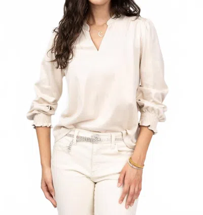 Ivy Jane Long Sleeve Suede Top In Ivory In White