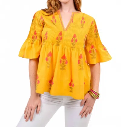 Ivy Jane Mara V Neck Floral Top In Yellow