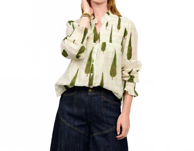 Ivy Jane Metallic Plaid Tree Top In Beige In White