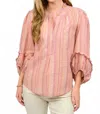 Ivy Jane Metallic Stripe Blouse In Pink In Purple