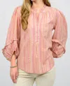 Ivy Jane Metallic Stripe Blouse In Pink In Multi