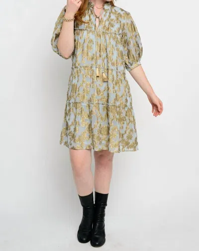 Ivy Jane Metallic Tiered Dress In Sky In Blue