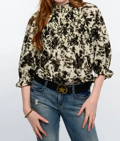 Ivy Jane Midnight Roses Top In Ivory In Multi