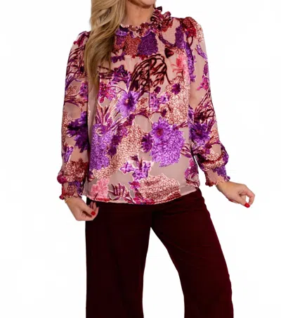 Ivy Jane Mock Neck Burn Out Top In Grape In Yellow