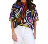 Ivy Jane Zebra Stripe Pullover Top In Multi Color In Black