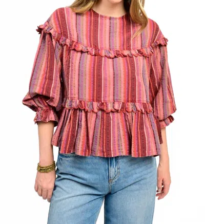 Ivy Jane Muti Striped Tier Top In Rust In Multi