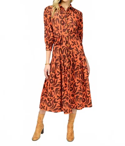 Ivy Jane Native Print Shirt Dress In Dark Rust In Multi