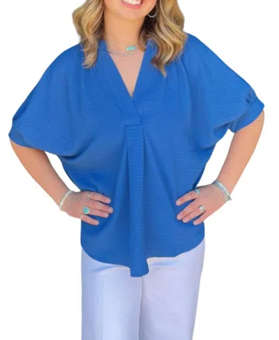 Ivy Jane Nautical Popover Dolman Top In Blue