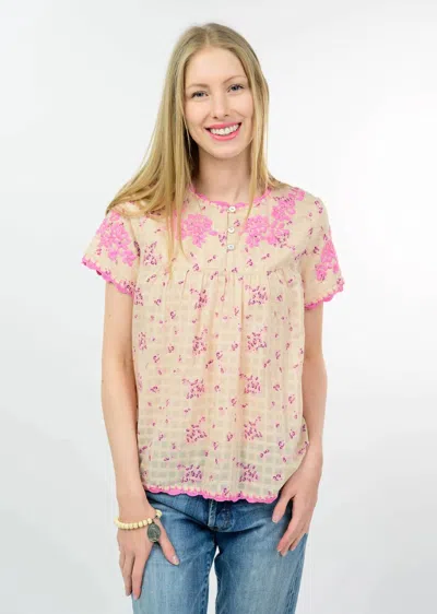 Ivy Jane Nora Embroidered Blouse In Ivory In Beige