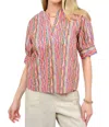 Ivy Jane Notched Front Shirt In Pink Multi In Pink