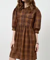Ivy Jane Ombre Plaid Snap Dress In Brown In Brown