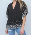 Ivy Jane On The Border Embroidered Top In Black