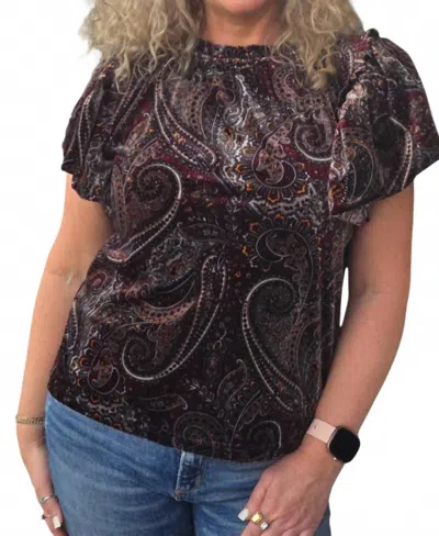 Ivy Jane Paisley Flounce Blouse In Black In Multi