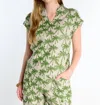 Ivy Jane Palm Tree V-neck Top In Green