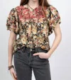Ivy Jane Patsy Top In Black Roses In Multi
