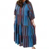 Ivy Jane Pattern & Tiered Dress In Multi In Blue
