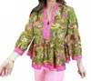 Ivy Jane Peplum Kantha Stitch Top In Multi