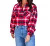 Ivy Jane Plaid Print Flannel Top In Red Multi