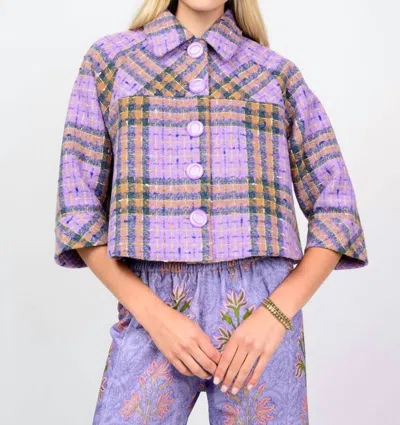 Ivy Jane Plaid Swing Jacket In Periwinkle In Purple