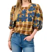 Ivy Jane Plaid Top In Gold In Brown