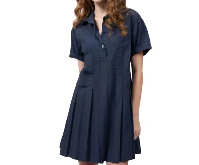 Ivy Jane Pleated Shirt Dress In Navy In Blue