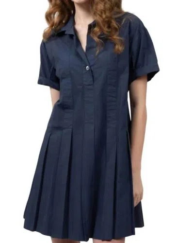 Ivy Jane Pleated Shirt Dress In Navy In Blue