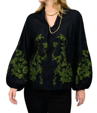 Ivy Jane Poet Embroidered Top In Black