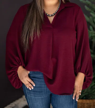 Ivy Jane Pop A Collar Top In Plum In Burgundy