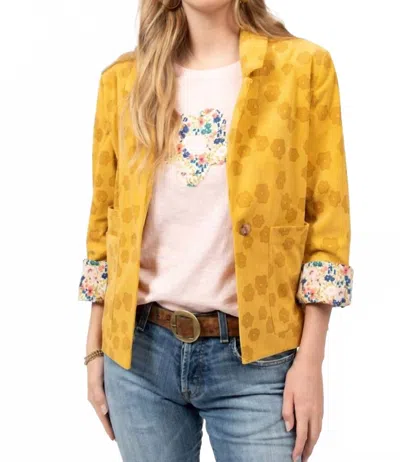 Ivy Jane Pop Floral Blazer In Gold