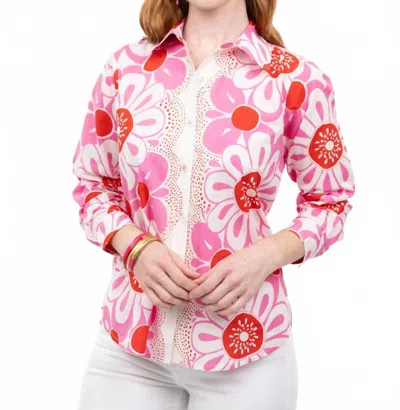 Ivy Jane Pop Flower Border Top In Pink