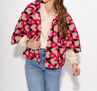 Ivy Jane Pop Flower Capelet In Brown And Pink Floral In Neutral