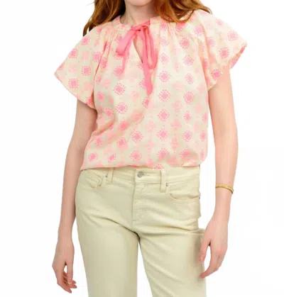 Ivy Jane Popover And Tie Top In Ivory In Pink