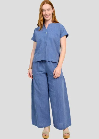 Ivy Jane Popover Stripe Top In Blue