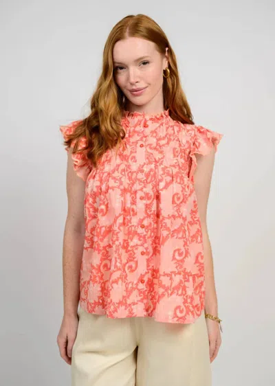 Ivy Jane Pretty Paisley Cap Sleeve Top In Pink In Orange