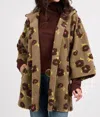 Ivy Jane Puff Floral Sherpa Jacket In Mocha In Brown