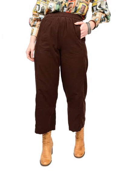 Ivy Jane Pull On Barrel Pants In Chocolate In Brown