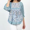 Ivy Jane Three-quarter Sleeves Top In Blue In Blue
