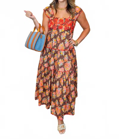 Ivy Jane Rosa Rose Maxi Dress In Brown In Multi