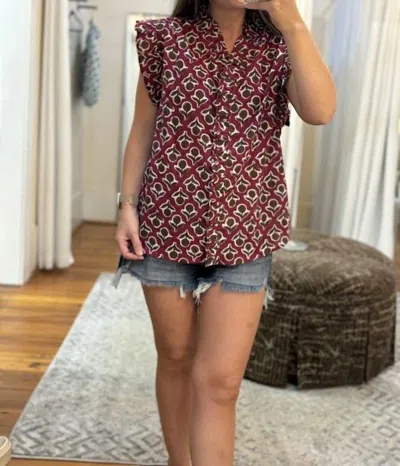 Ivy Jane Ruffle Block Fleur Top In Magenta In Pink