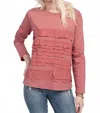 Ivy Jane Ruffle Front Tee In Mauve In Burgundy