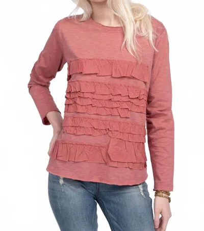 Ivy Jane Ruffle Front Tee In Mauve In Burgundy