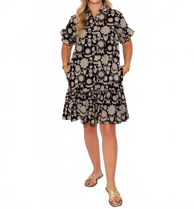 Ivy Jane Ruffled Shirt Dress In Black In Multi