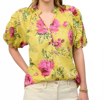 Ivy Jane Ruffles Roses Top In Multicolor