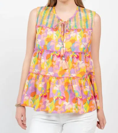 Ivy Jane Running Stitched Top In Multi