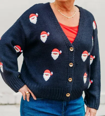 Ivy Jane Santa Cardigan In Navy In Blue